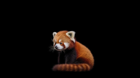 Red Panda on a black background. (Ailurus fulgens)の素材