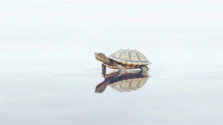 turtle in the water on a white background. soft focus.の素材