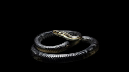 Image of striped snake on black background. Reptile. Animal.の素材