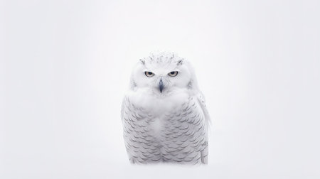 Snowy owl isolated on white background. Snowy owl (Bubo scandiacus)の素材