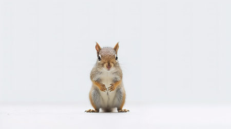 Squirrel isolated on white background with clipping path. Studio shot.の素材