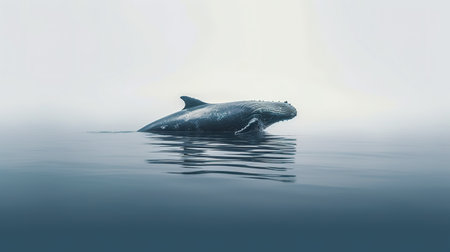 Humpback whale in the sea. 3D render illustration.の素材