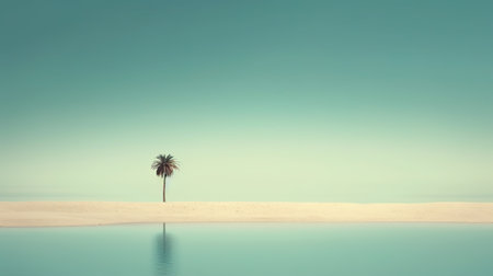 Palm tree on the beach in the middle of the sea.の素材