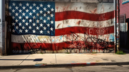 Graffiti on a wall in Brooklyn, New York. Brooklyn is the most populous city in the United Statesの素材