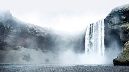 Skogafoss waterfall, Iceland. Panoramic image.の素材