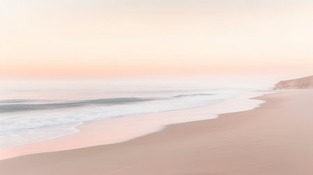 Beach in the morning, long exposure shot with motion blur effectの素材