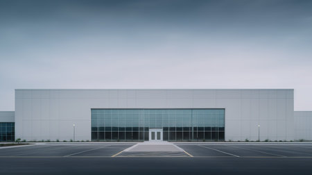 Empty parking lot in the airport with cloudy sky background. Long exposureの素材