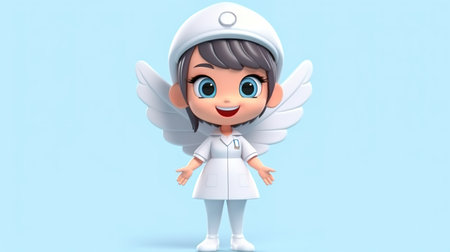 Cute Cartoon Nurse Character - 3D Rendered Illustration.の素材