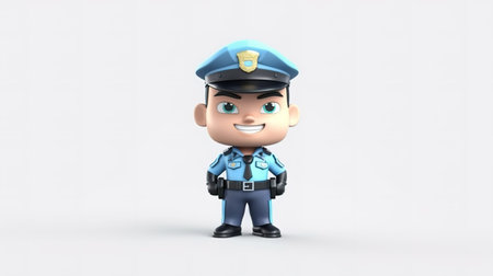 3D Render of Cartoon Policeman - 3D Rendered Illustrationの素材
