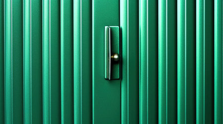Green metal door roller shutter door. Close-up. Horizontalの素材