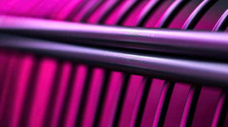 3d illustration of a line of pink metal pipes. Abstract backgroundの素材