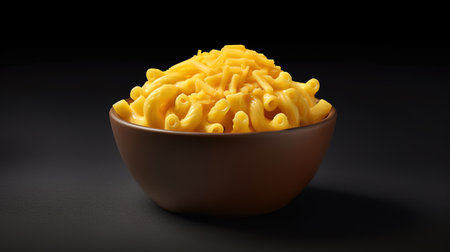 macaroni and cheese in a bowl on a black background.の素材