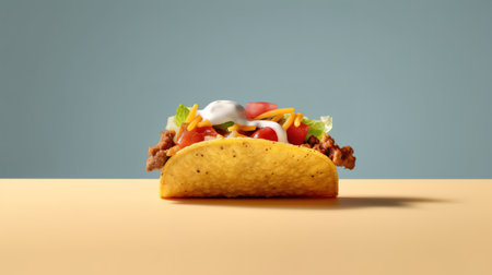 Taco with vegetables and sauce on the table. 3d renderingの素材