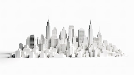 3d rendering of a modern city on a white background. 3d illustrationの素材