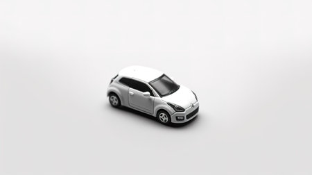 White car model on a white background. 3d rendering, 3d illustration.の素材