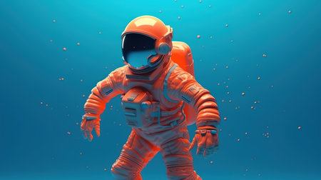 Astronaut in orange suit. 3D rendering. 3D illustration.の素材