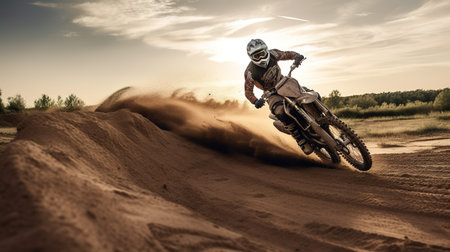 Motocross rider on the race. Extreme motocross concept.の素材