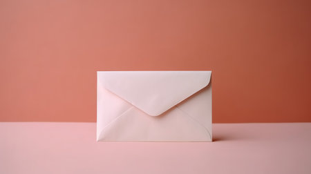 Envelope on a pink background with space for your text.の素材
