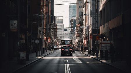 Traffic on a street in the center of Tokyo, Japan.の素材