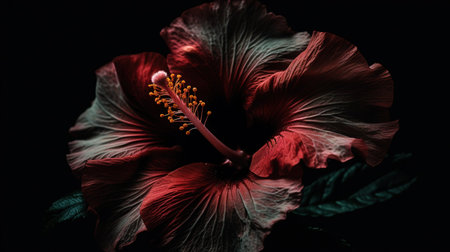 Hibiscus flower on black background, close-up.の素材