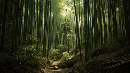 Beautiful bamboo forest in Arashiyama, Kyoto, Japanの素材