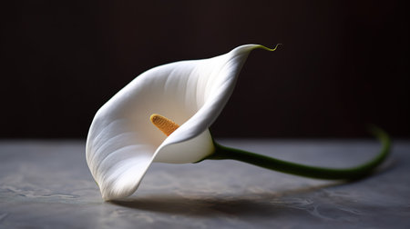 White calla lily on a dark background. Selective focus.の素材