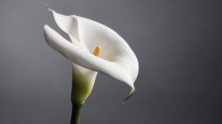 Beautiful calla lily on grey background, studio shot.の素材