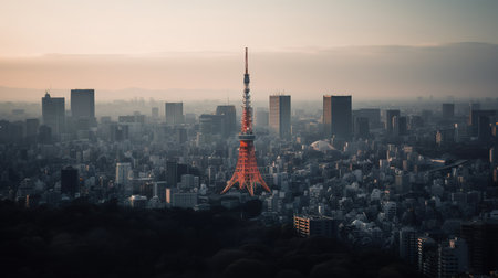 Tokyo Tower in the morning, Tokyo, Japan, Asia.の素材