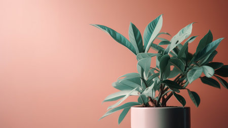 Ficus in a pot on a pink background. Minimalismの素材