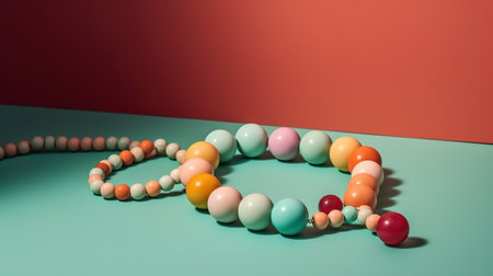 Beads on a colored background. Beads on a colored backgroundの素材