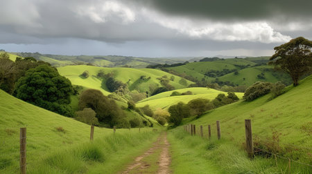 Panoramic view of the countryside in the yorkshire woldsの素材