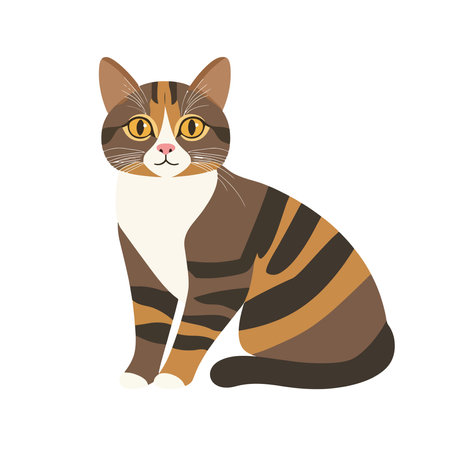 Cute cat isolated on white background. Vector illustration in cartoon style.のイラスト素材