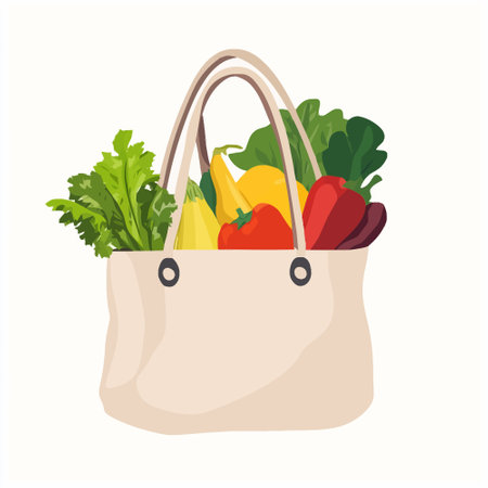 Eco bag with vegetables. Vector illustration in a flat style.のイラスト素材