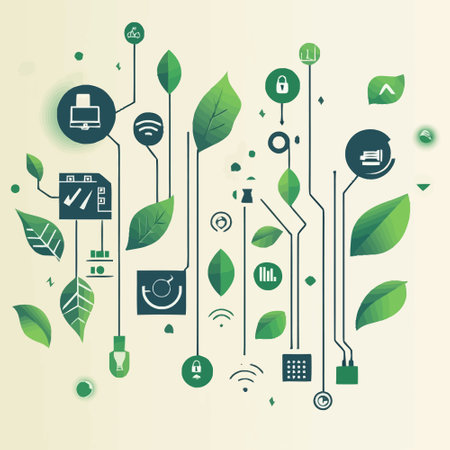 Ecology concept with green leaves and icons. Vector illustration for your design