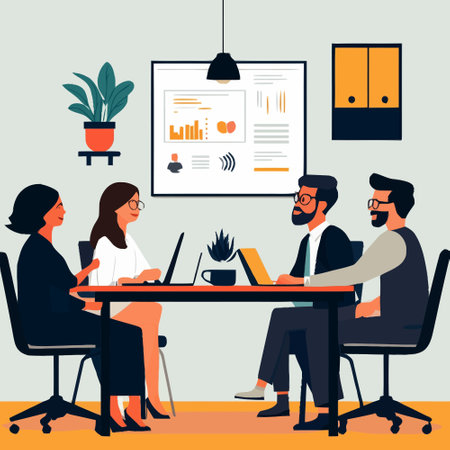 Business people working together in office. Teamwork concept. Vector illustrationのイラスト素材