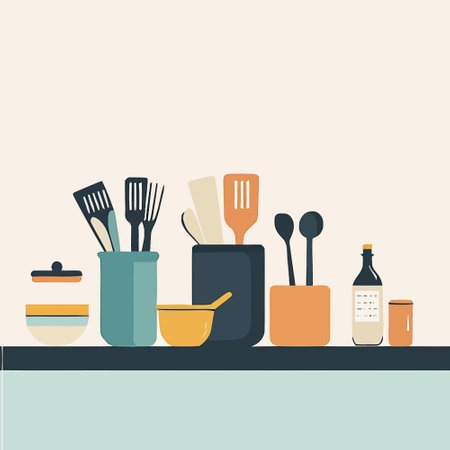 Kitchen utensils in a flat style. Vector illustration.
