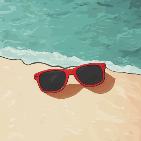 Summer background with sunglasses on the beach. Vector illustration. EPS10のイラスト素材