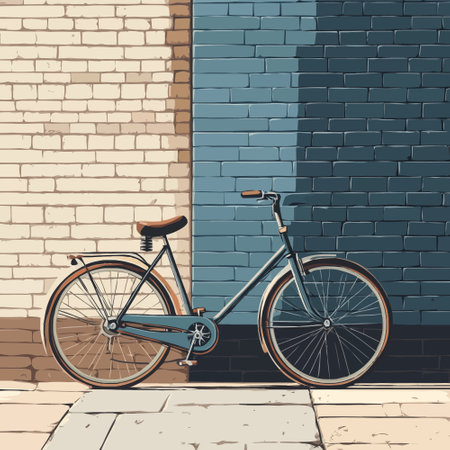 Bicycle on the background of a brick wall. Vector illustration.のイラスト素材