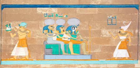 Ancient Egyptian hieroglyphic carving & paintings
