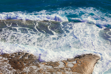 Seashore Waves and Mountain under the Sunshine in Matrouh, Egypt / View of Beautiful Seashore Waves...