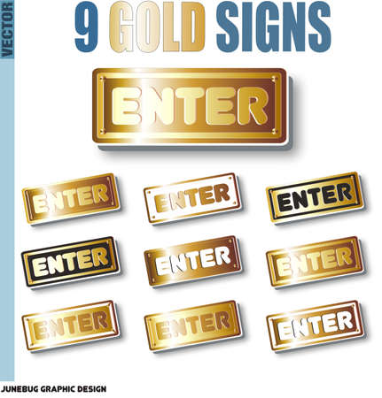 gold enter buttons setのイラスト素材