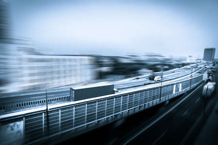 motion trucks on the freeway.の写真素材