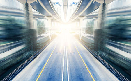 junction with light in shanghaiの写真素材