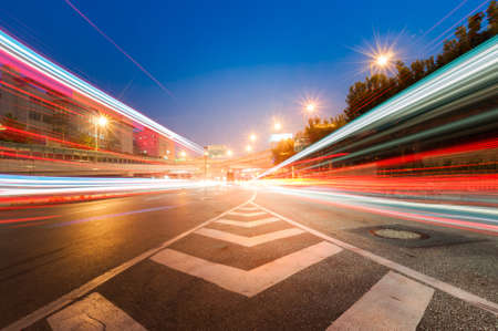 junction with light in shanghaiの写真素材