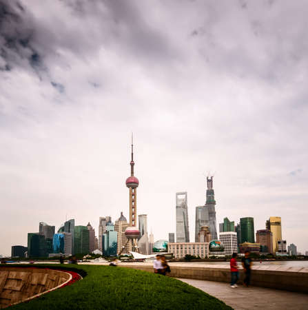 shanghai skyline with reflection,Chinaのeditorial素材