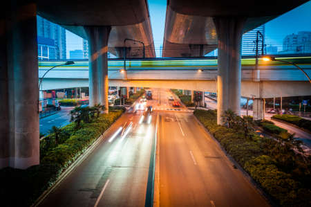junction with light in shanghaiの写真素材