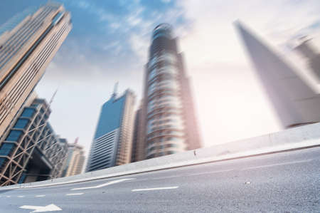 Highway heading to the city,In the center of Shanghai China.の写真素材