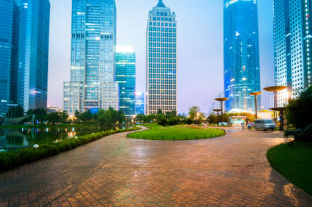night scene of modern cityのeditorial素材