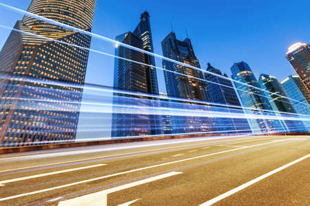 night scene of modern cityのeditorial素材