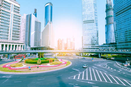The century avenue of street scene in shanghai Lujiazui,China.のeditorial素材